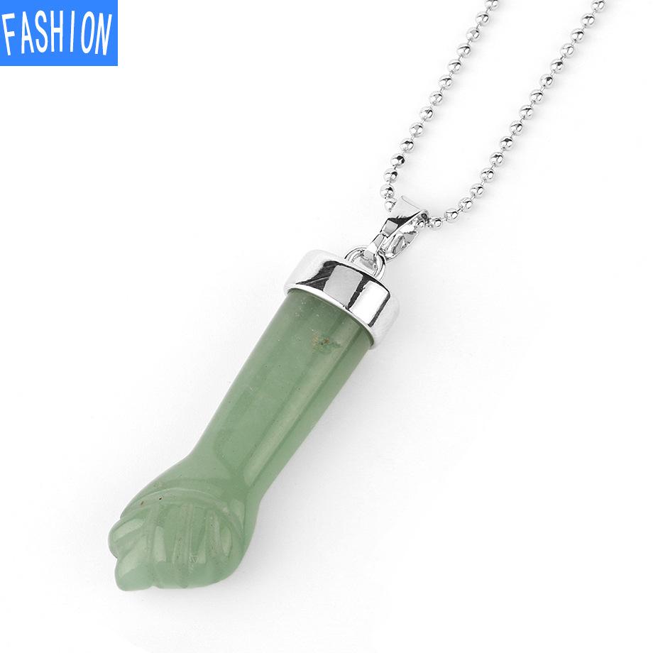 Уникальное европейское и американское персонализированное ожерелье с подвеской из натурального кристалла в виде ладони, оригинальное ожерелье