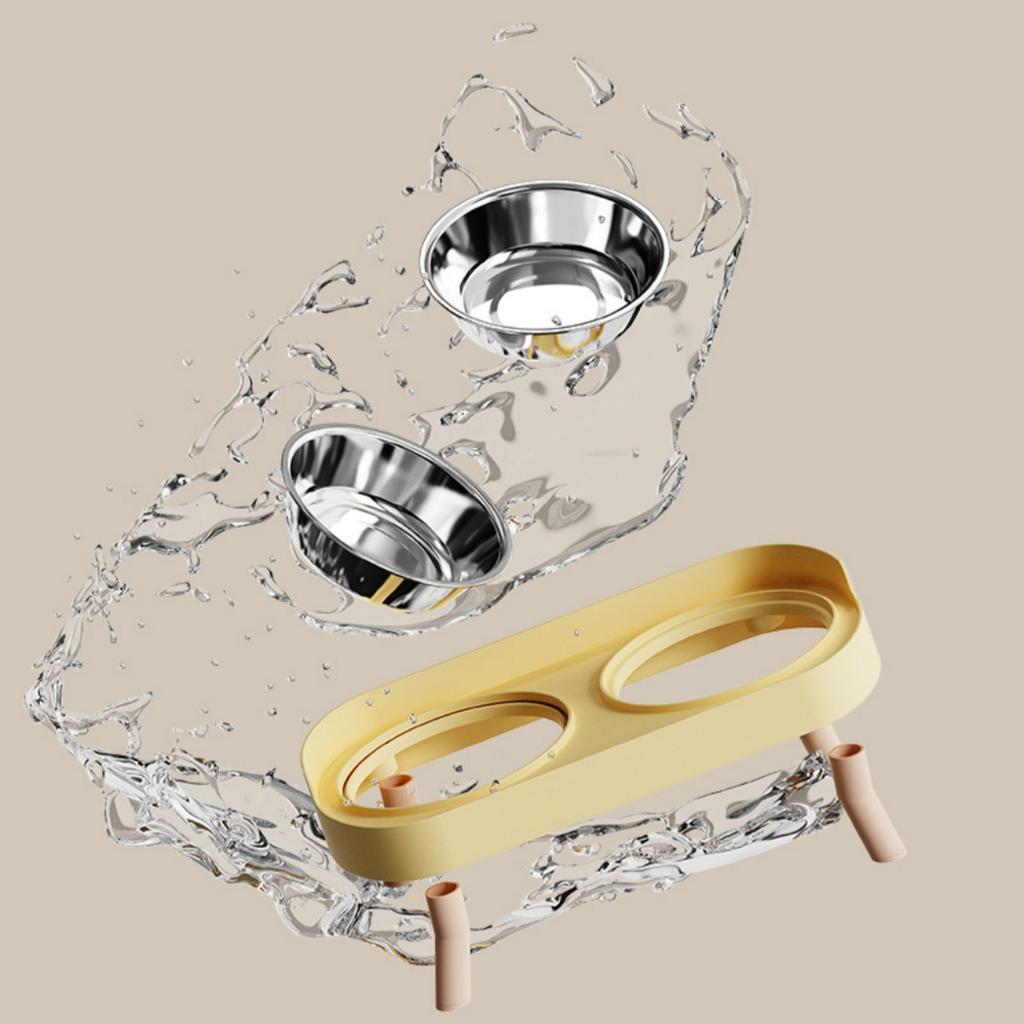 1 шт. Миска из нержавеющей стали двойная для кошек и собак для питья и еды, Прочная, долговечная и брызгозащищенная