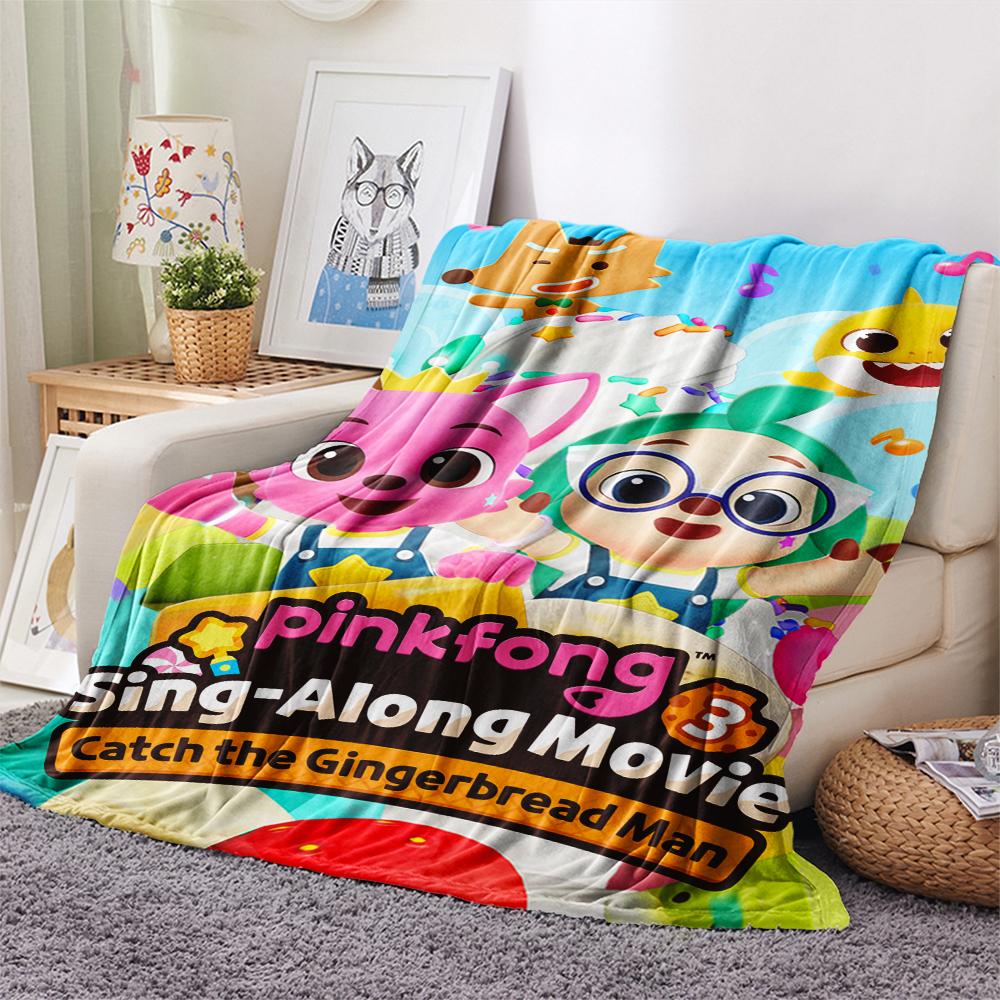 1PC Pinkfong Print Flannel Blanket, High quality Comfortable for All Seasons, Home Decor, Warmth and Comfort, Perfect for Christmas Gifts110
