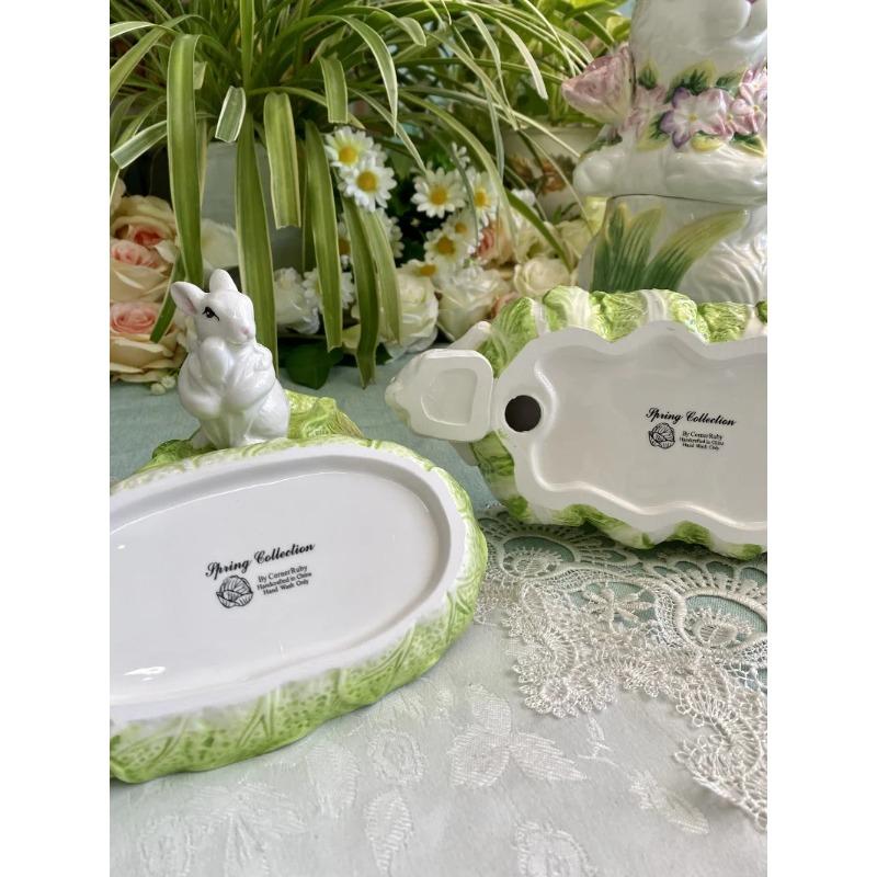 Европейская керамическая китайская капуста, кролик, фруктовая тарелка, закуска из сухофруктов, коробка для масла и крема, банка для фруктов, вилка, украшение стола