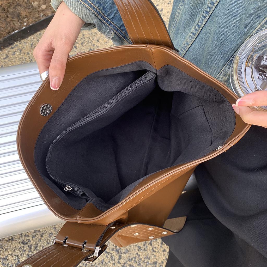 IELGY Женская сумка через плечо, большая сумка, простая ретро сумка большой вместимости с широким плечевым ремнем