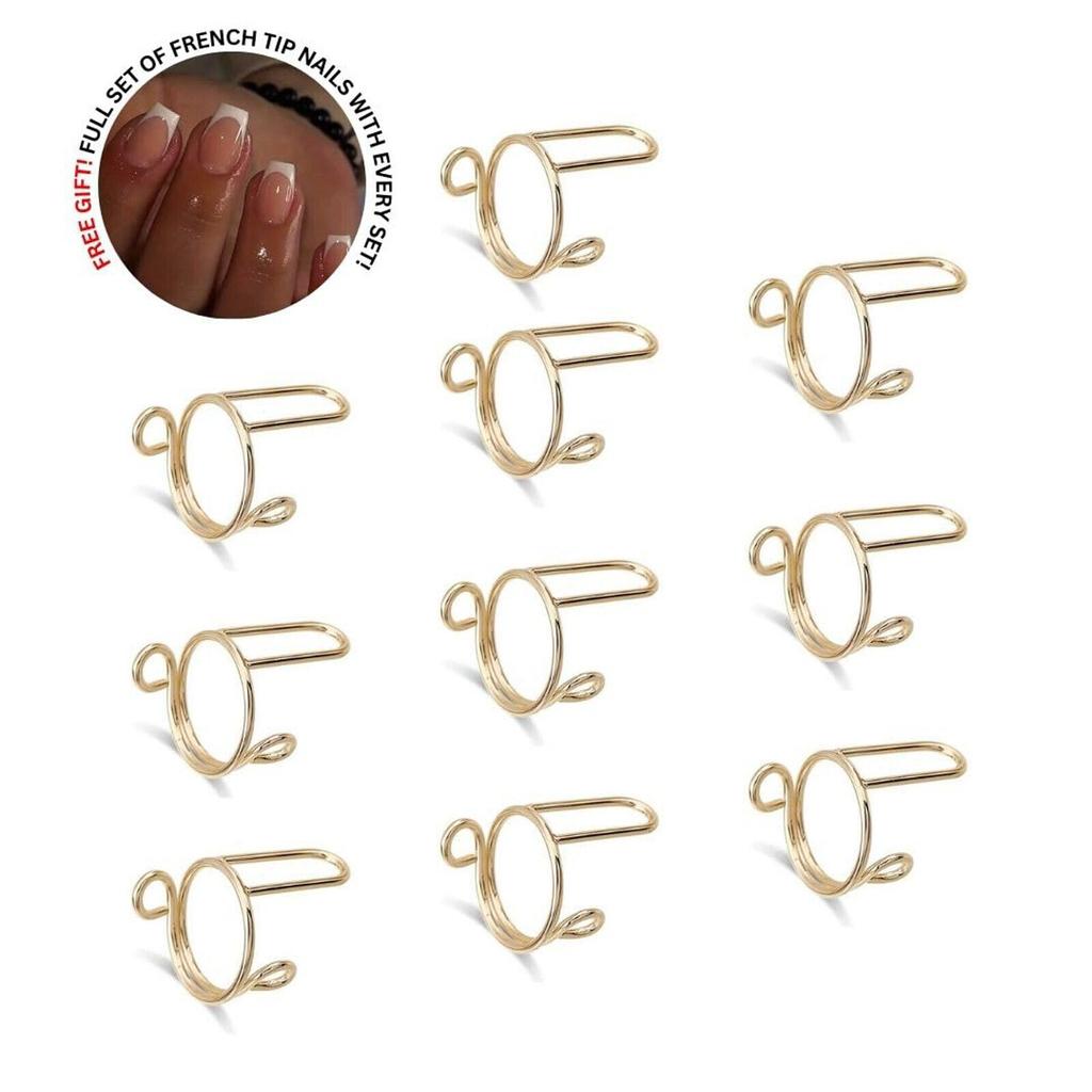Wudu Nail Rings Non Tarnish 10PCS Adjustable No Glue No Women Gift Ring Set For