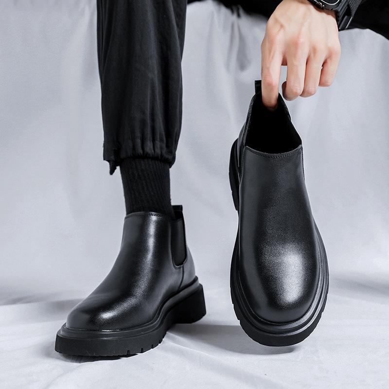 Ботинки челси мужские летние низкие ботинки Martin красивые короткие ботинки локомотив японские повседневные кожаные туфли 8338-R