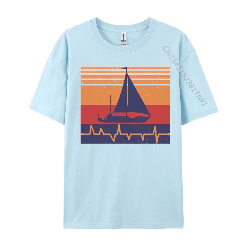 Sail Boat Heartbeat Tshirts Sailing Boating Sailing Boat TShirt Latest Tops Shirt Europe Size Tops Shirt
