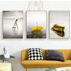 Абстрактный Спокойный Озерный Пейзаж Масляная Живопись Желтое Настенное Искусство Холст Живопись Картины Постеры Интерьер для Гостиной Домашний Декор