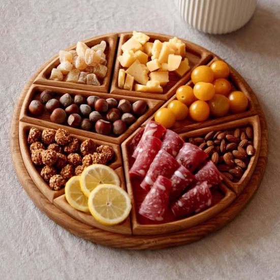 Деревянный пазл поднос для сервировки с 8 съемными отделениями, блюдо для коктейльной вечеринки