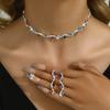 GemChic Женские новые изысканные цветные хрустальные стразы сверкающие ожерелье ключицы серьги комплект из двух предметов подарок на день рождения Рождество ювелирные изделия