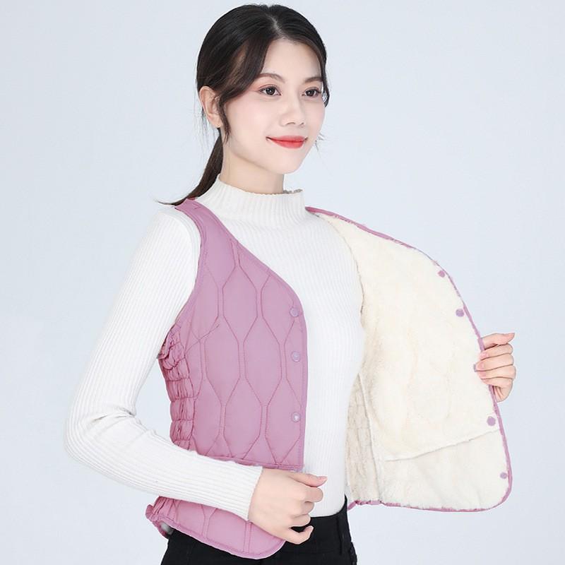 Womens Short Puffer Vest Winter Warm Inner Layer Thickened Cotton Filled Sleeveless Top Office Casual Wear