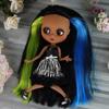 ICY DBS Blyth Doll Ball Joint Body Colorful Hair Black Skin Matte Face Nude Doll and Set Doll Dress Up Game Gift Fot Girl