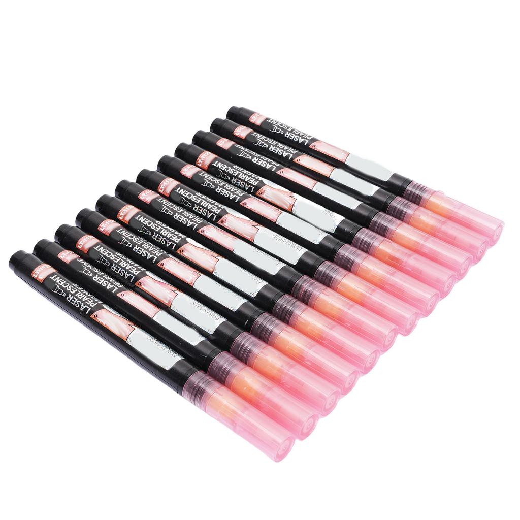 12 Pcs Metallic Marker Set Red Metallic Glitter Effect Blade Shaped Tip Model Coloring Pen for Painting Crafts