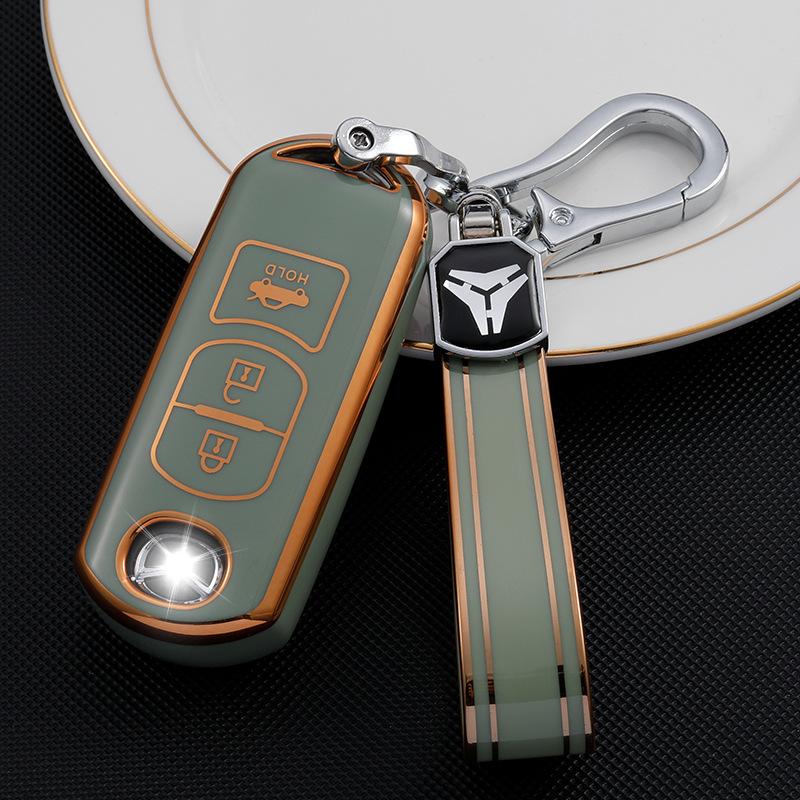 Чехол для ключа с золотой оправой для 2-кнопочных/3-кнопочных моделей Mazda CX-30, Atez, CX-4, CX-5, CX-8