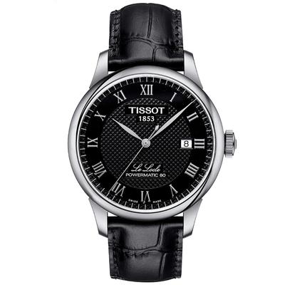Мужские часы Tissot Le Locle Automatic Powermatic 80 с черным циферблатом и кожаным ремешком, модель T0064071605300 (Официально импортировано)