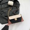 Retro Color Block Shoulder Bag 2024 New Trend Street Style Pu Material Medium Size
