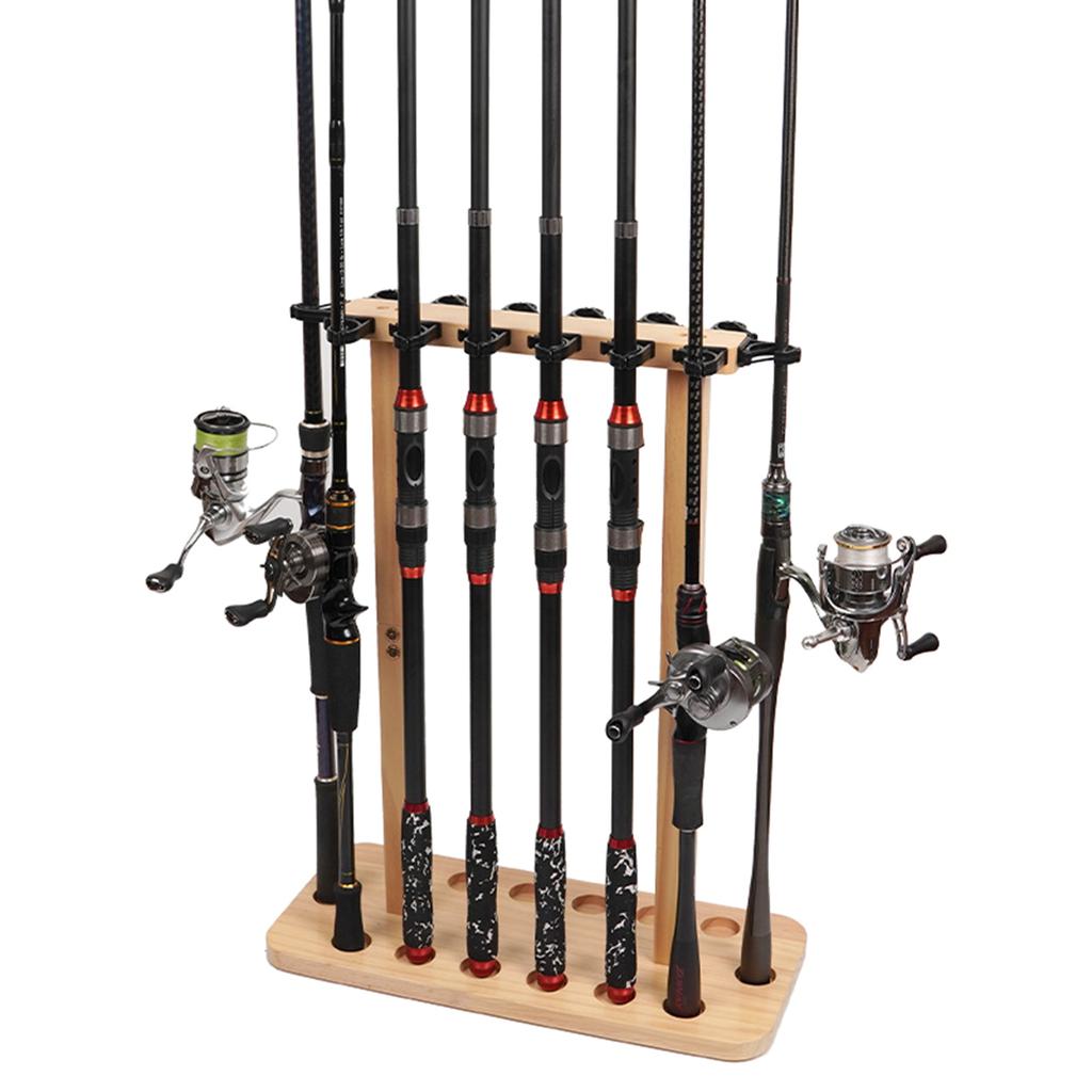 Стойки для удочек, напольная стойка, вертикальный держатель для хранения удочек для гаража, деревянная стойка для удочек, вмещает до 8/14 удочек