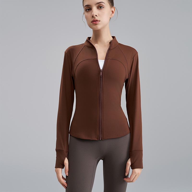 Женская флисовая куртка для йоги слим-фит - Воротник-стойка, Утепленная для осени/зимы