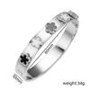 Luxury Waterproof Stainless Steel Five Leaf Flower Botanical Open Bangle Classic for Woman  Party Jewelry Gift Clover