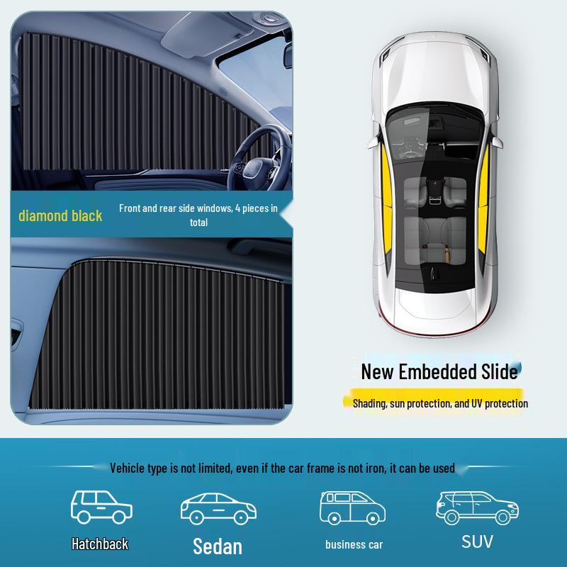 Автоматическая выдвижная шторка для бокового окна автомобиля, затемняющая, для конфиденциальности, от солнца, с магнитной шторкой
