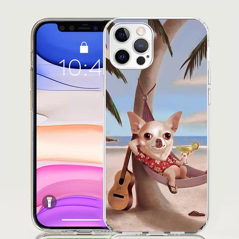 Чехол для телефона с щенком чихуахуа и чашечными собаками для Apple iphone 16 15 14 13 12 Mini 11 Pro Max 16E X XS XR 7 Plus 8 + SE 2020 Tren