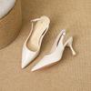 2025 новая весна и осень темперамент высокие каблуки французский тонкий каблук острый носок слово красивая сумка голова сандалии телесные женские туфли