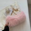 Autumn Winter Cute Plush Bag  New Women's Popular Pearl Chains Crossbody Solid Color Fashion Single Shoulder Fur Pack Korean