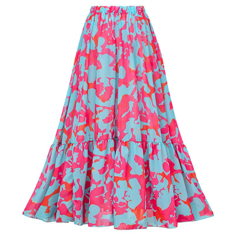 2024 бикини с цветочным принтом и рюшами, женский комплект бикини с 3D цветком и высокой талией, купальник из двух предметов, пляжная юбка, купальный костюм, купальники Biquinis