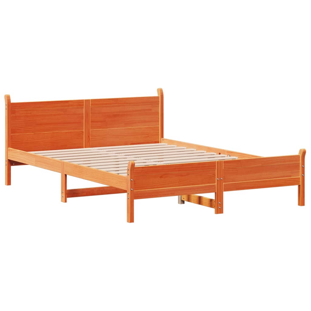 Solid Wood Bed without Mattress Wax Brown 120 x 190 cm Pine Wood