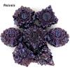 7 Pcs Purple Black Lotus Flower Metal Dice Solid Metal Polyhedral Dice Set Suitable for Role-Playing RPG Board Game Card Game