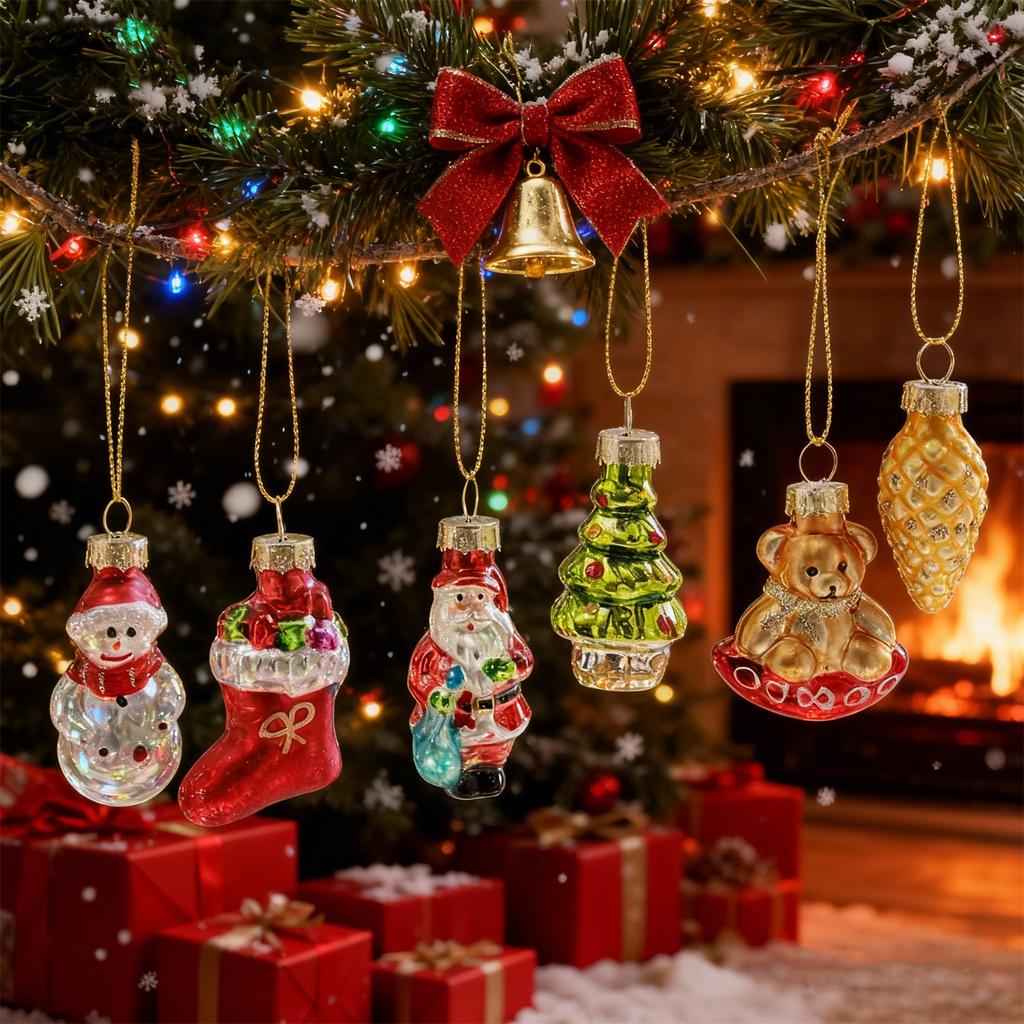 Рождественская подвеска-украшение Креативная стеклянная расписная маленькая подвеска Подвеска Атмосфера Сценическое оформление
