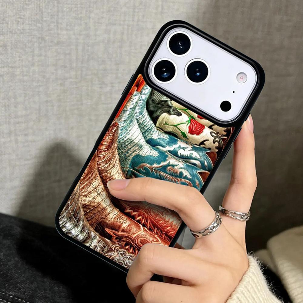 Чехол Case для iPhone 17 Air 16 Pro Max 15 Plus 11 13 Mini 14 12 Задняя крышка телефона Ковбойские Ковбойские Сапоги Шпора Шляпа
