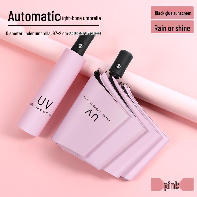 Automatic Floral Oil Painting Umbrella - Portable, Sturdy, Black Glue Sunscreen Parasol