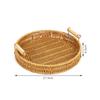 Storage Tray Round Rattan Woven Tray Fruit Breakfast Tea Storage Basket Desktop Sundries Organizer Bread Plates With Wood Handle