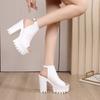 13cm New European American Women's Sandals with Round Toe Roman Style Thick Bottom Waterproof Platform Fish Mouth and High Heels
