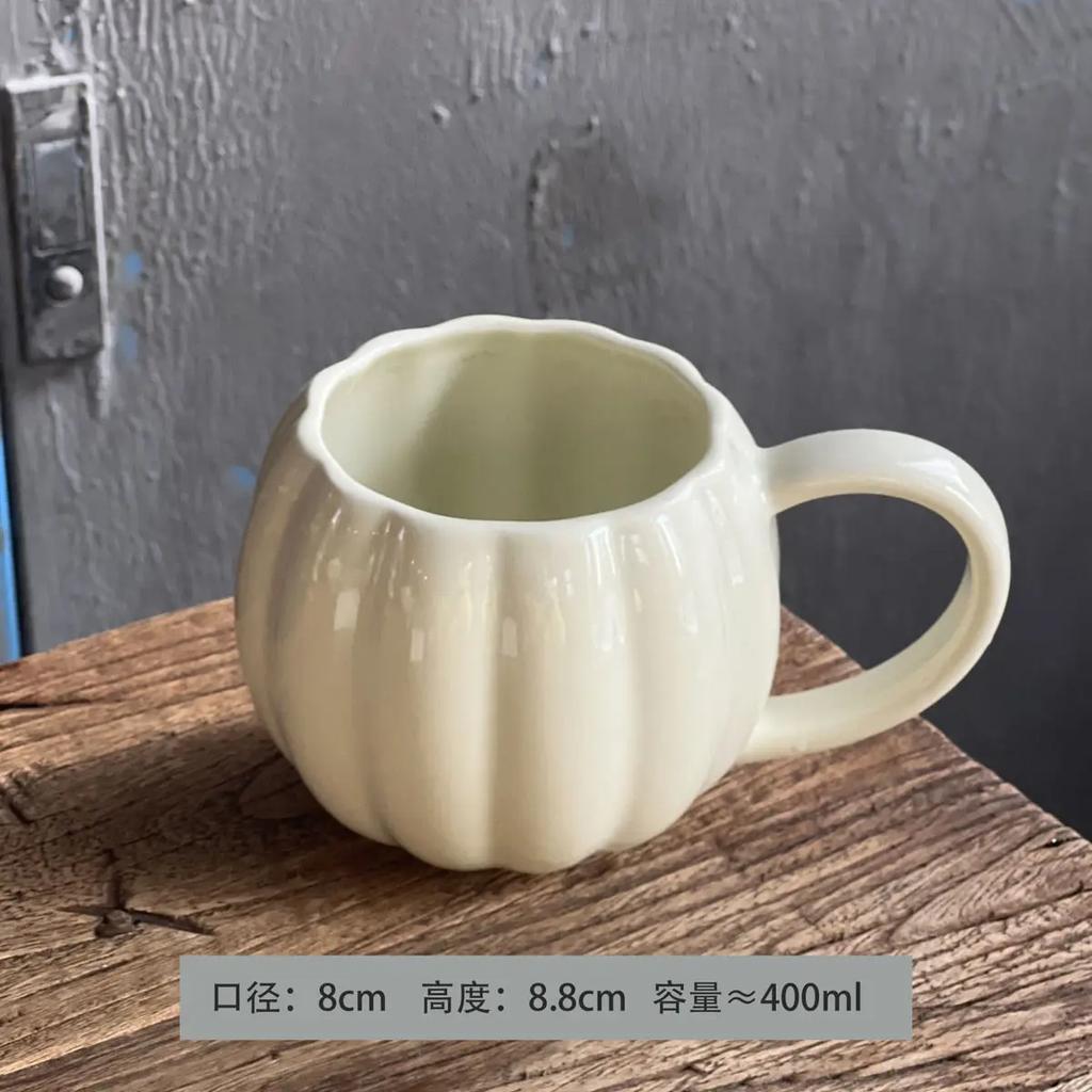 Halloween Ceramic Cup, Orange Pumpkin, Fresh Artistic Home Milk Mugs, Large Capacity Breakfast Couple Coffee Cups Office Water
