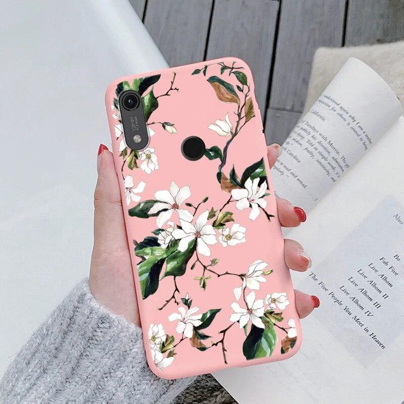 Милый мультяшный чехол для Huawei Y6 2019 с отверстием для пары, синий цветочный столик, мягкий чехол из ТПУ для Huawei Y6 2019, розовый узор, большое сердце, противоударная защитная задняя сумка