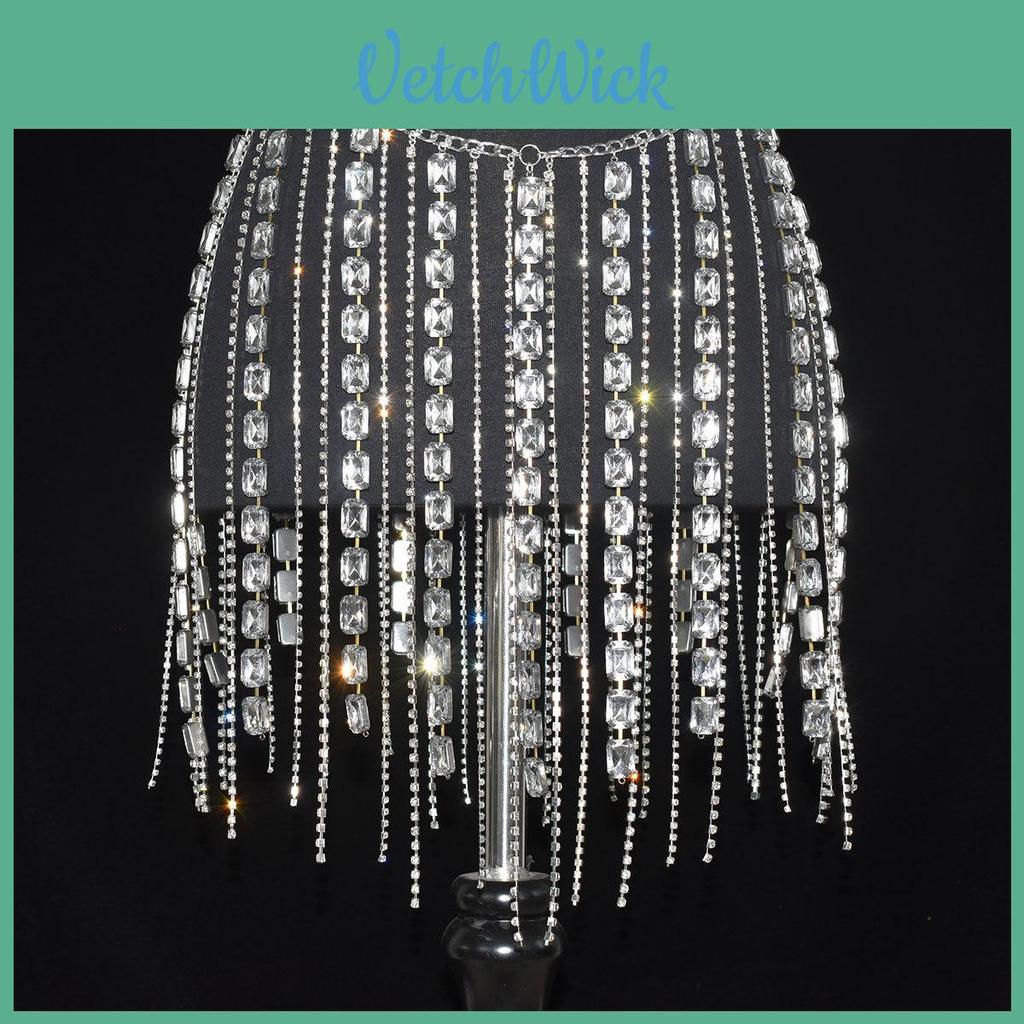 Woman Body Chain With Silver Water Crystal For Party And Wedding Accessory
