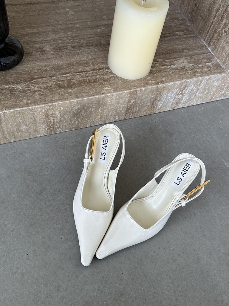 Мода Модные женские босоножки с острым носком Летние туфли Женские тонкие высокие каблуки Ремень с пряжкой на шпильке Сексуальные офисные туфли-лодочки 39