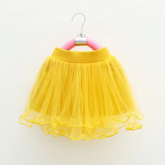Детская юбка с эластичной талией и средней посадкой, однотонная юбка-пачка с бисером, милый стиль, многослойная сетчатая юбка-фонарик из пряжи