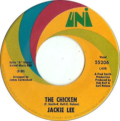7-дюймовая пластинка JACKIE LEE - The Chicken / I Love You 55206 UNI Records 1970 US Соул/Фанк Б/У