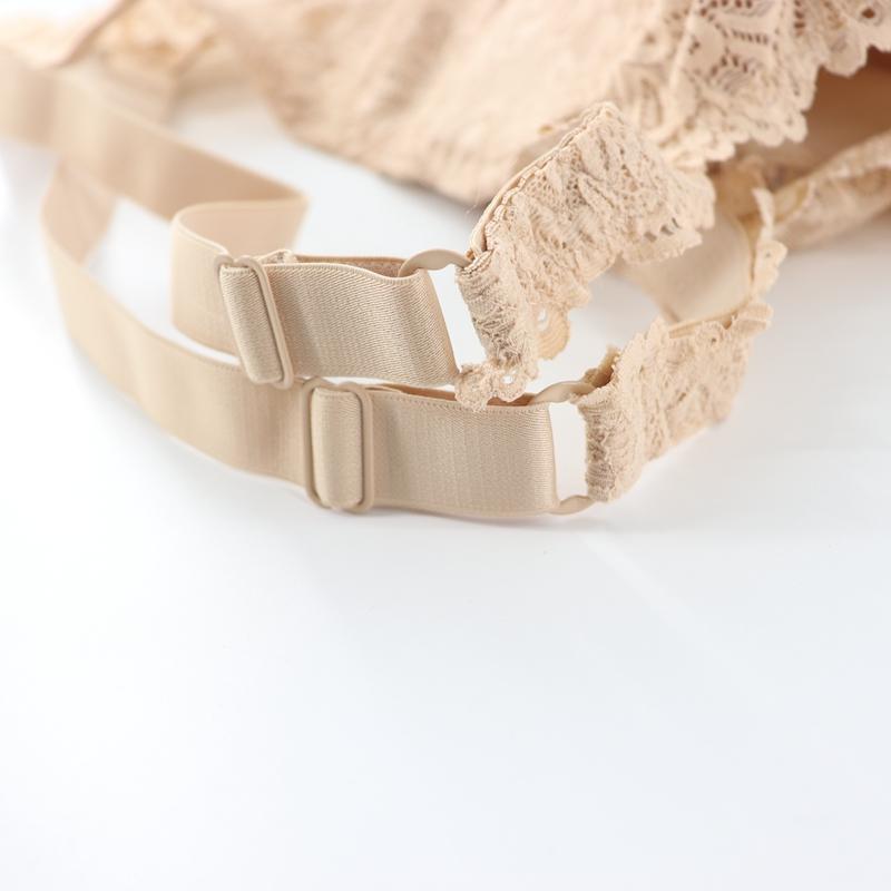 Women Full Cup Plus Size Bra Sexy Bow 3 Hooks Bras Breathable and Comfortable Lace with Wire Brassiere D E Cup