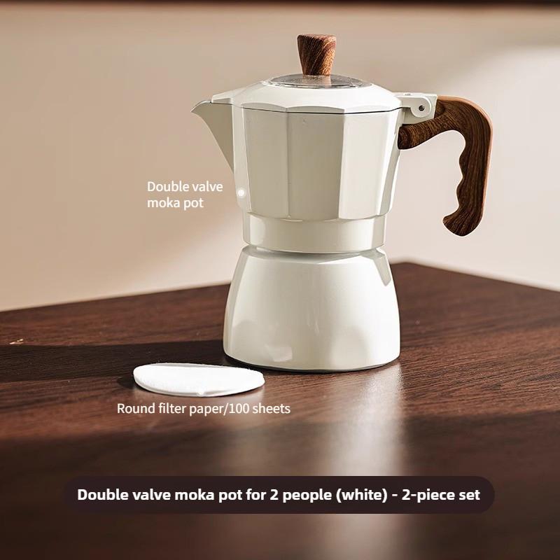 Двухклапанная мока-кофеварка Бытовая маленькая с ручным приводом Итальянская кофемашина Уличный набор кофейника для электрической плиты