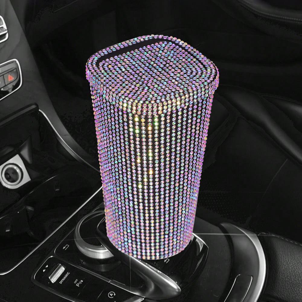 1 шт. Автомобильный ящик для хранения, алмазный кристалл, автомобильное ведро, ящик для хранения мелочей, автомобильный мусорный бак Mlini, центральное управление, держатель для стакана воды, коробки