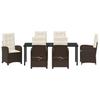 Garden Dining Set with Cushions 7 pcs Brown Poly Rattan