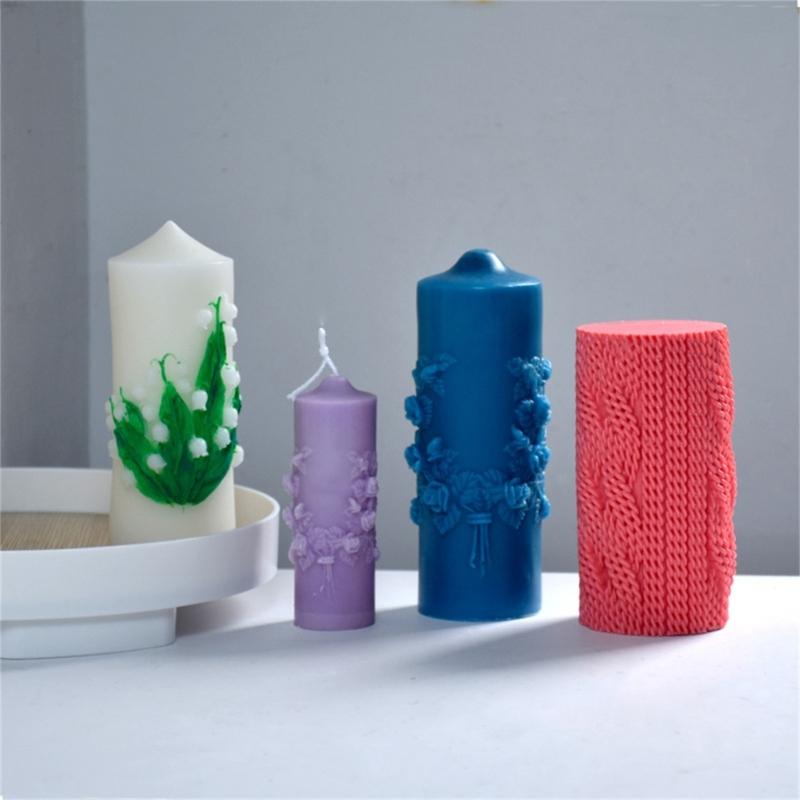 Silicone Mold 3D Cylinder Rose Candle Mold Aromatherapy Candle Making DIY Plaster Epoxy Molds Soap Gypsum Mould Decor