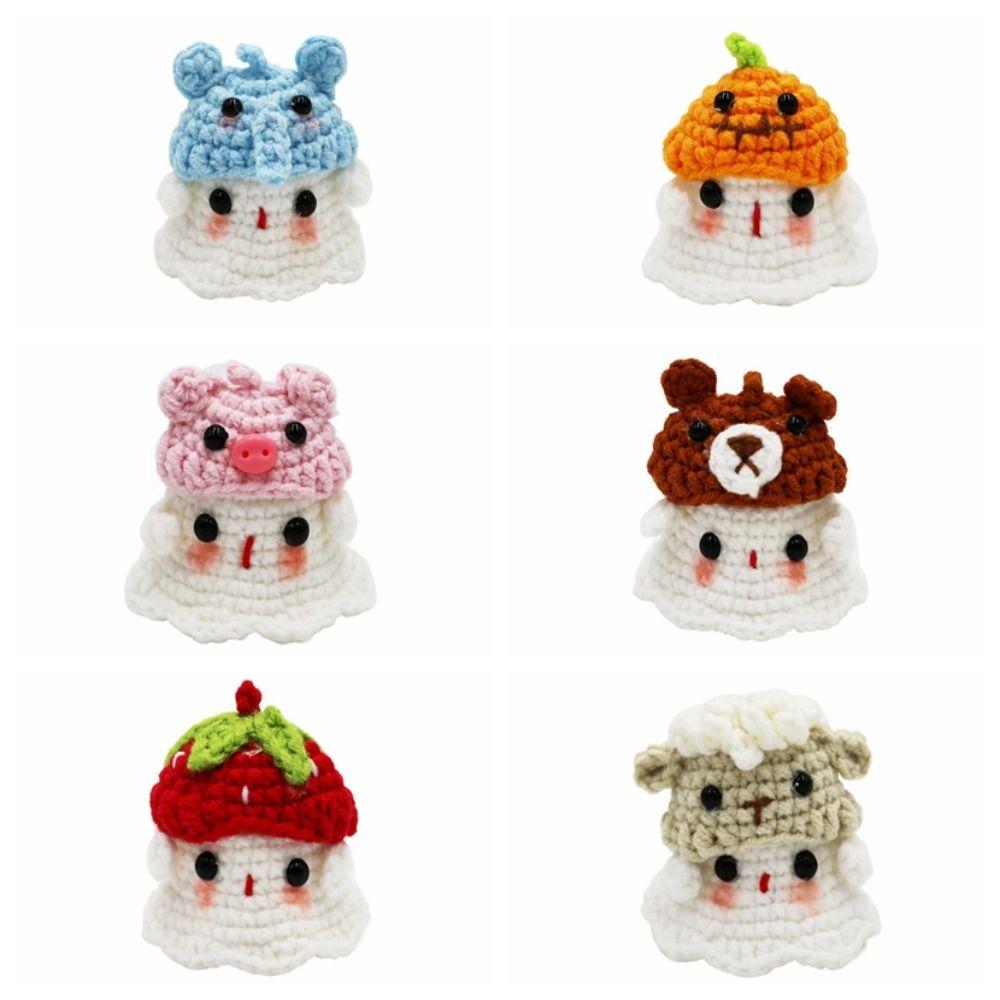 Crochet Knitting Ghost Keychain Creative Cartoon Knitted Ghost Ornament  Room Decor