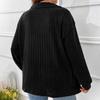 Осенние и зимние модели однотонной свободной женской блузки большого размера с V-образными лацканами и длинными рукавами в полоску с начесом