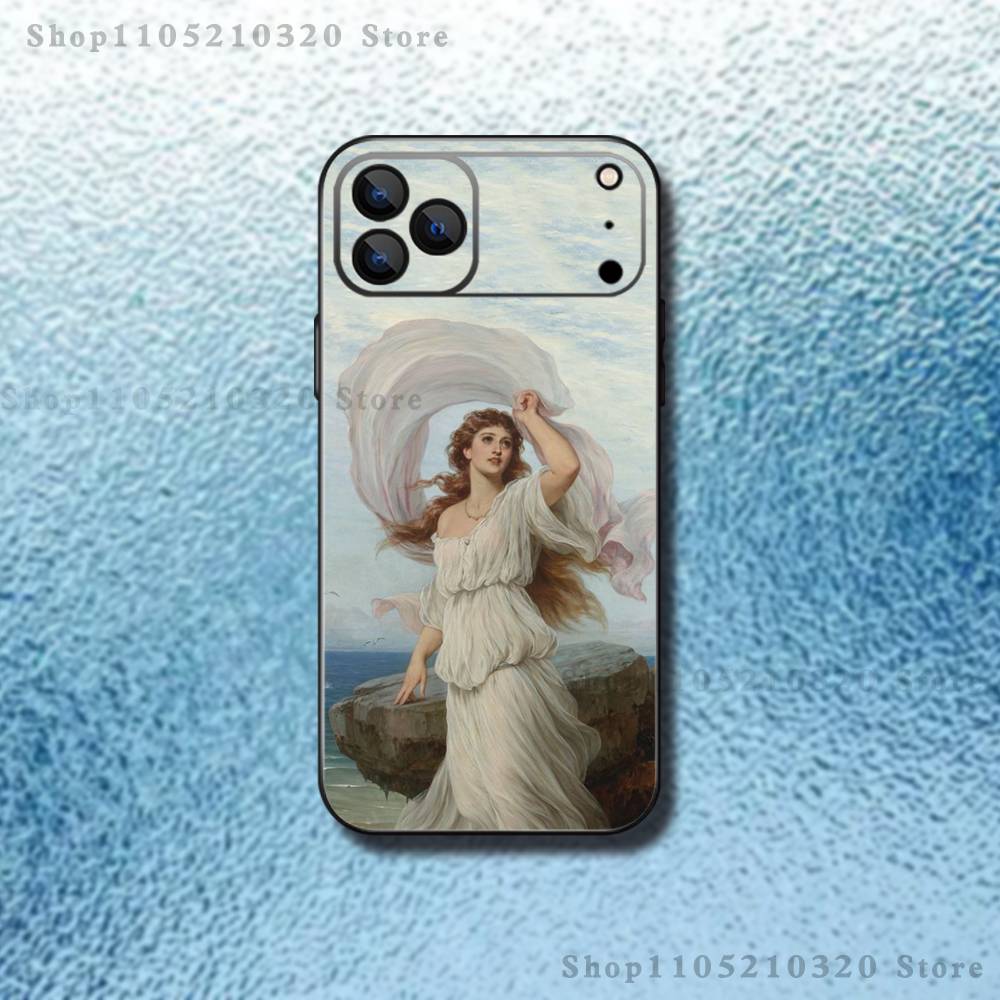 Арт Девушка В-Картина Вермеера Чехол для Телефона Для iPhone 17,16,15,14,13,12,Pro,Max,Plus,E,SE4,Air,Mini Черный Мягкий Бокс