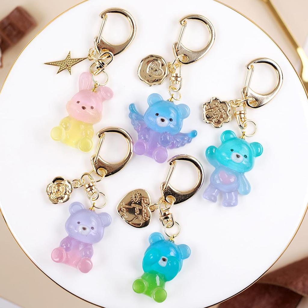 Silicone Mold Bear Rabbit Keychain Bag Accessory Key Holder Bag Charm Handmade Cute DIY Handmade Resin Epoxy Resin (Bear + Rabbit)