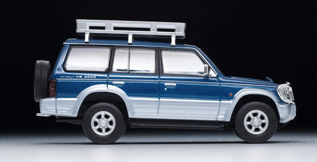 Tomica Limited Vintage Neo 1/64 Scale LV-N206a Mitsubishi Pajero Mid-Roof Wide VR with Optional Parts, 1994 Model, Blue/Silver, Finished