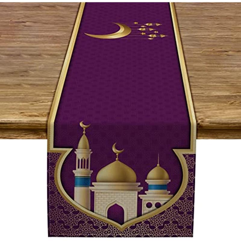 Рамадан Льняная скатерть Ид Мубарак Ифтар Исламская мечеть Скатерть Религиозный фестиваль Ресторан Домашний декор Скатерть
