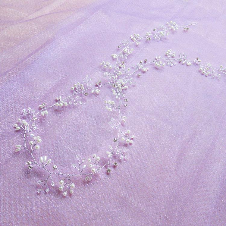 Поддельные жемчужные хрустальные свадебные волосы Vine Crystal Свадебные аксессуары Diamante оголовье Новый